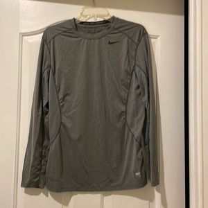 Grey Nike Pro Long Sleeve Tee- Size Medium